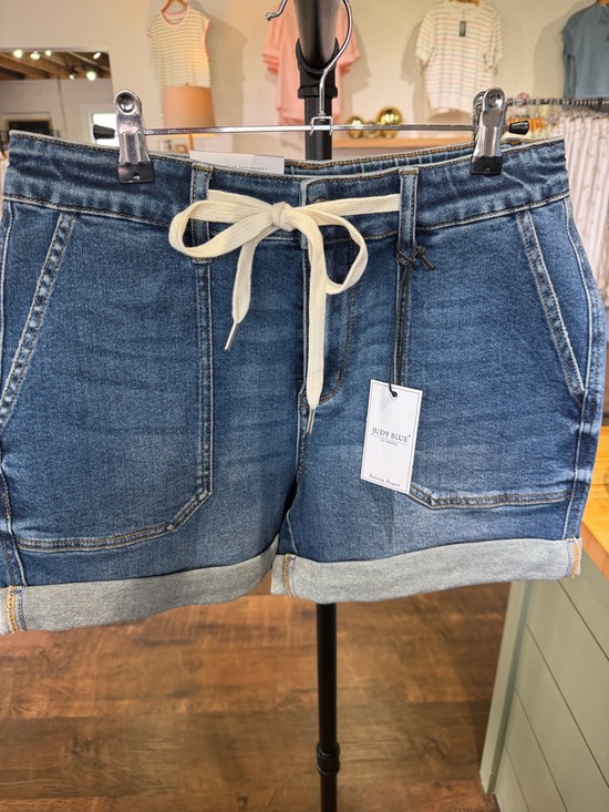 Judy Blue Pants - Judy Blue Medium Blue Drawstring Denim Shorts